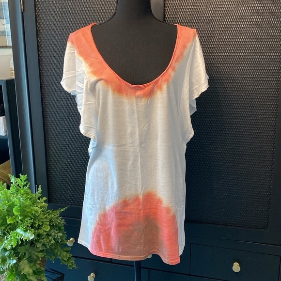 Michael Stars Tops - Michael Stars Scoop Neck Flutter Sleeve Tie Dye Tee